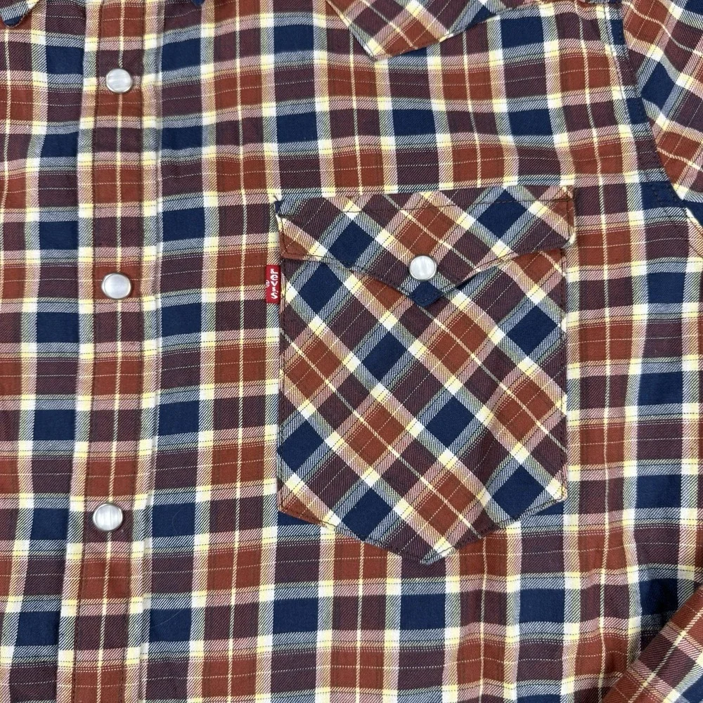 Levi's Standard Western Shirt Men's XL Plaid Pearl Snap Cowboy Rancher Casual